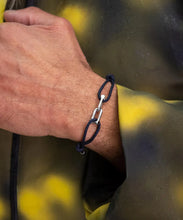 Daunting Dean Navy Silver Bracelet