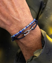 Daunting Dean Navy Silver Bracelet