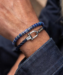 Lobster Larry Navy Silver Bracelet