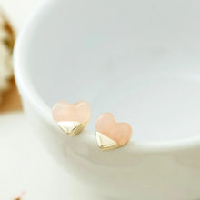 Full Heart Studs Rose Quartz