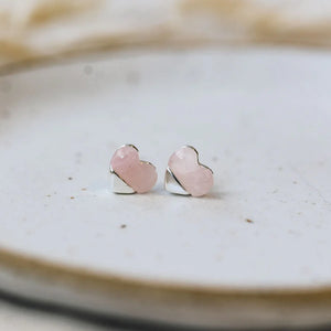 Full Heart Studs Rose Quartz