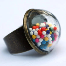 Large Glass Dome Ring with Cake Sprinkles