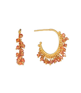 Orange Sapphire Chain Hoops