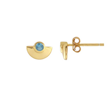 Kris Nations Half Moon Crystal Studs Blue Topaz E762-G-BLU