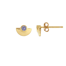 Kris Nations Half Moon Crystal Studs Purple Amethyst E762-G-PUR	