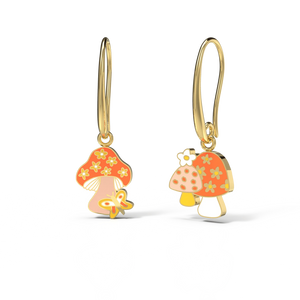 Mushroom Butterfly Drop Earrings