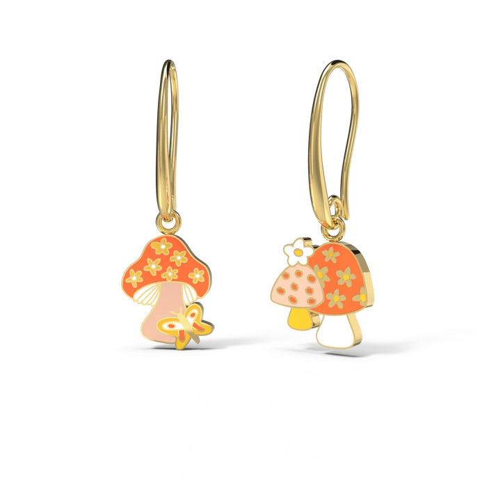 Mushroom Butterfly Drop Earrings