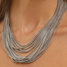 Various layered chain silver necklace