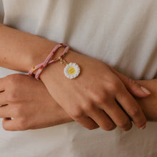 Liberty fabric bracelet worn with charms
