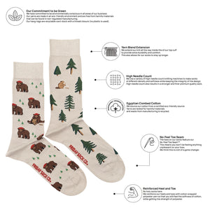 Bear in Hat and Trees Men's Socks
