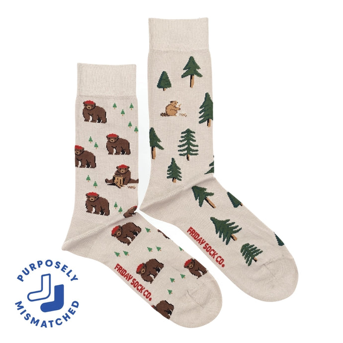 Bear in Hat and Trees Men's Socks
