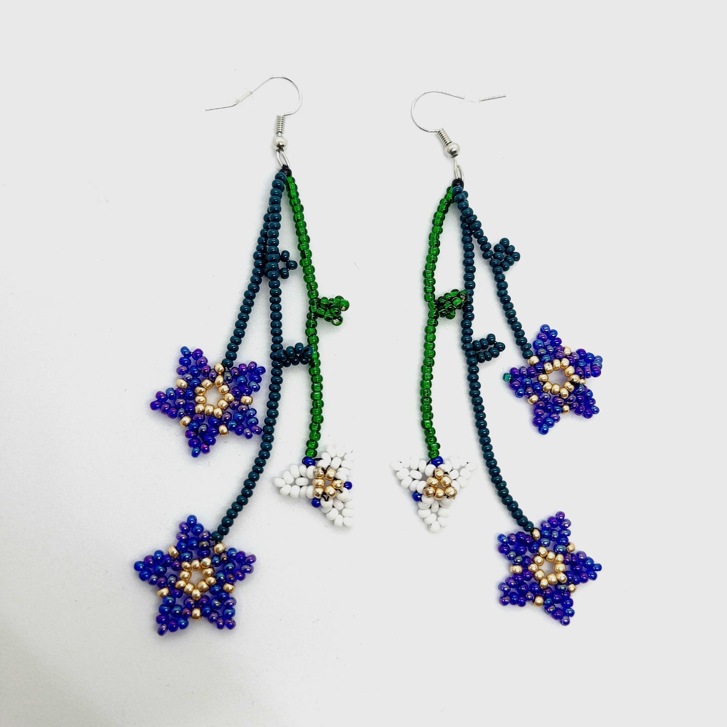 Dangling Floral Beaded Earrings