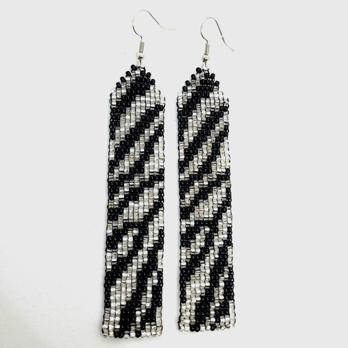 Zebra Print Beaded Earrings