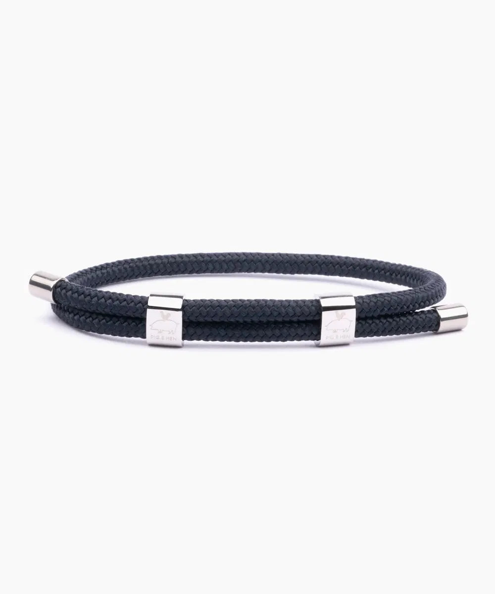 Little Lewis DBL Navy Silver Bracelet
