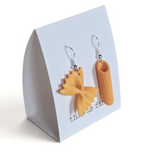 3D printed different types of pasta dangle earrings