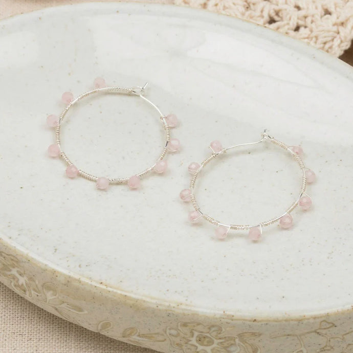 Pritti Hoops Rose Quartz