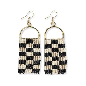 Allison Checkered Fringe Earrings