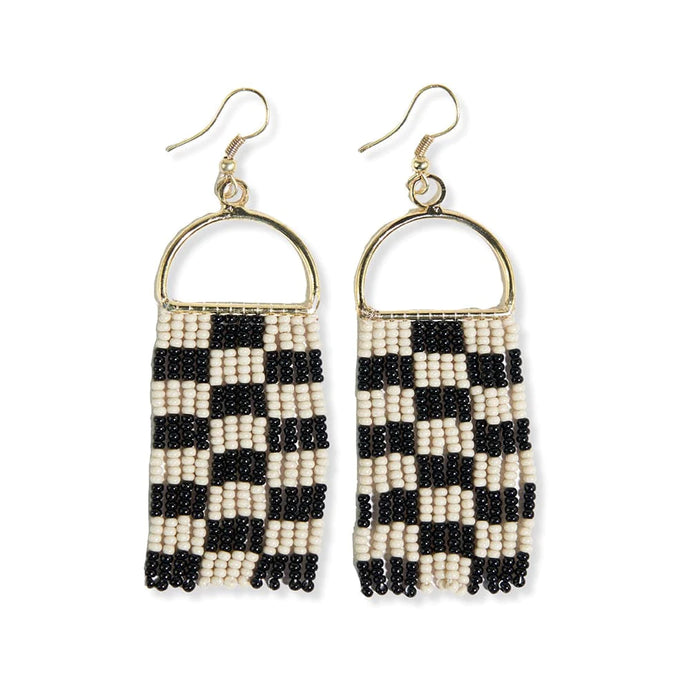 Allison Checkered Fringe Earrings