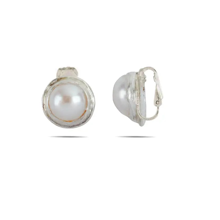 Simple Pearl Clip Earrings
