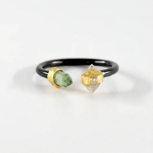 Tourmaline and Herkimer Diamond Ring