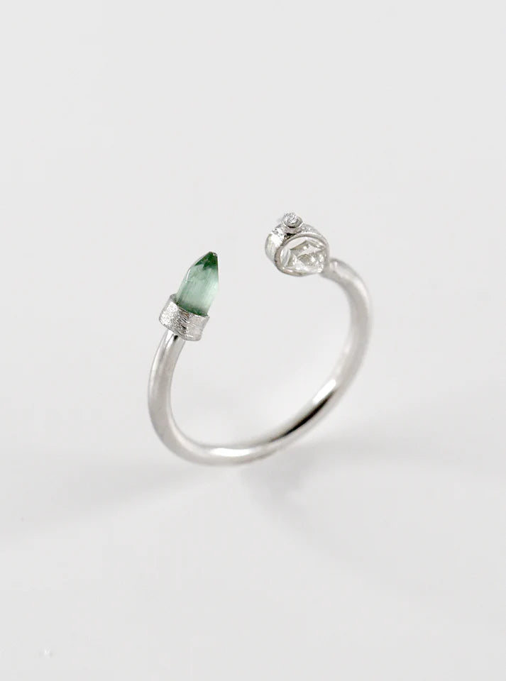 Tourmaline and Herkimer Diamond Ring