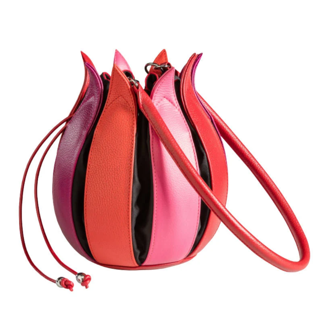 bylin Fuchsia Structure Leather Tulip Bag 071612