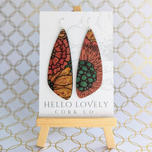Red Yellow Blue Dahlia Cork Earrings