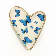 Heart Butterfly Ceramic Tray - White Background