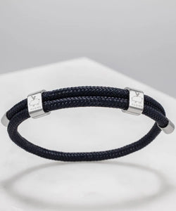 Little Lewis DBL Navy Silver Bracelet