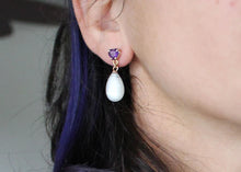 Refract Earrings Amethyst, Garnet & Moonstone Drop Earrings