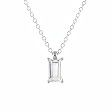 White Topaz Baguette Necklace - Silver