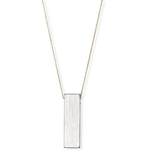 jj+rr 2-Tone Slim Rectangle Necklace 6N37