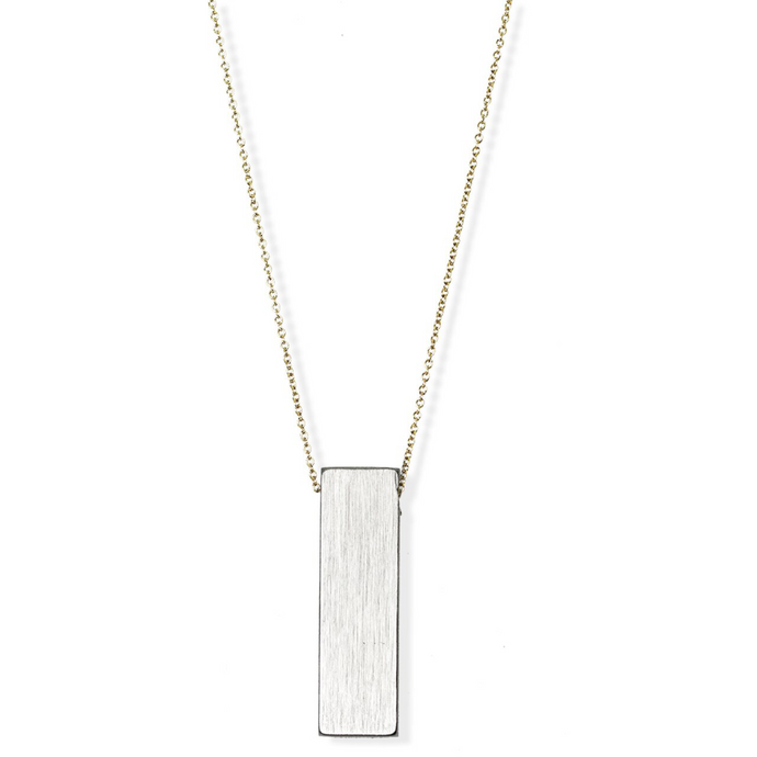 jj+rr 2-Tone Slim Rectangle Necklace 6N37