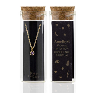 Kris Nations Amethyst Charm Necklace Gold N778-G-AME
