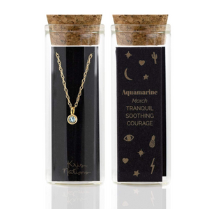 Kris Nations Aquamarine Charm Necklace Gold N778-G-AQUA