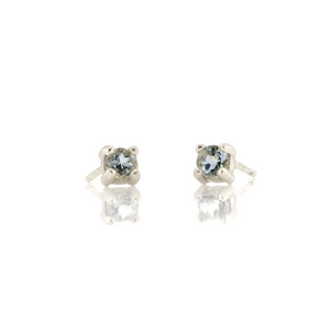 Kris Nations Aquamarine Prong Set Studs Silver E669-S-AQUA