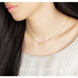 jj+rr Asymmetrical Initial Necklace 'K' Gold 9N10GK