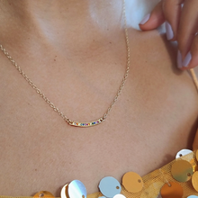 Bar Crystal Charm Necklace Rainbow N836-G-RAIN