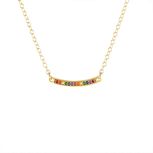 Bar Crystal Charm Necklace Rainbow N836-G-RAIN