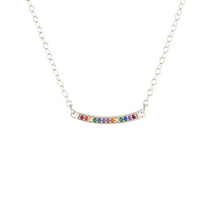 Bar Crystal Charm Necklace Rainbow Silver N836-S-RAIN
