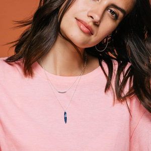 Kris Nations Bar Pave Necklace Silver N665-S