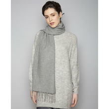 Foxford Woollen Mills Studio Birdseye Oxford Grey & White Lambswool Scarf 4320/C3