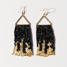 Ink + Alloy Black Gold Iridescent Fringe Earrngs PRER0303