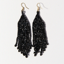 Ink + Alloy Black Iridescent Long Fringe Earrings PRER0403