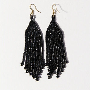 Ink + Alloy Black Iridescent Long Fringe Earrings PRER0403