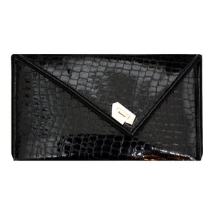 Kent Stetson Black Croco Leather Handbag