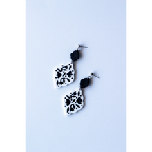 Slow Day Studios Black & White Floral Scalloped Dangle Earrings