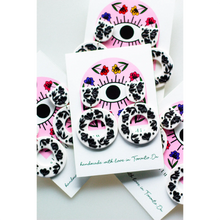 Slow Day Studios Black & White Floral Wreath Dangle Earrings
