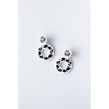 Slow Day Studios Black & White Floral Wreath Dangle Earrings