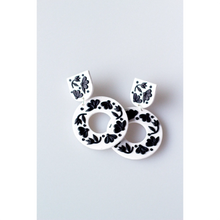 Slow Day Studios Black & White Floral Wreath Dangle Earrings